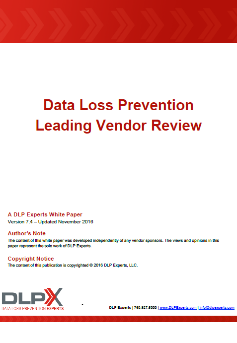 DLP Experts Data Loss Prevention Leading Vendor Review Q4 2016
